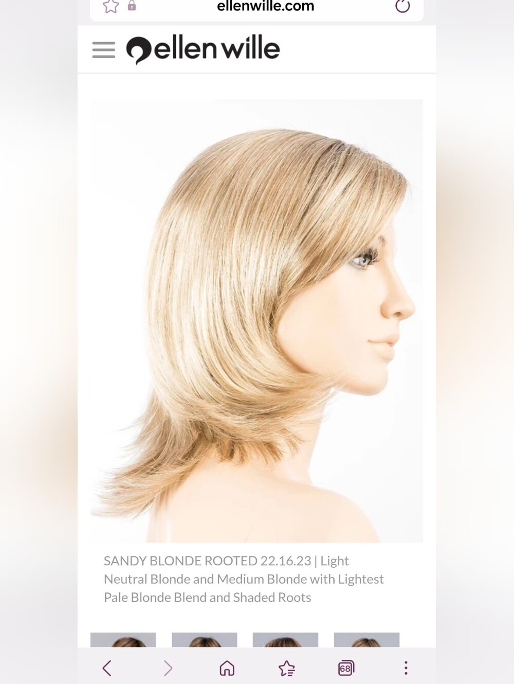 Ellen Wille Wig-Sandy Blond Rooted-Mono Part